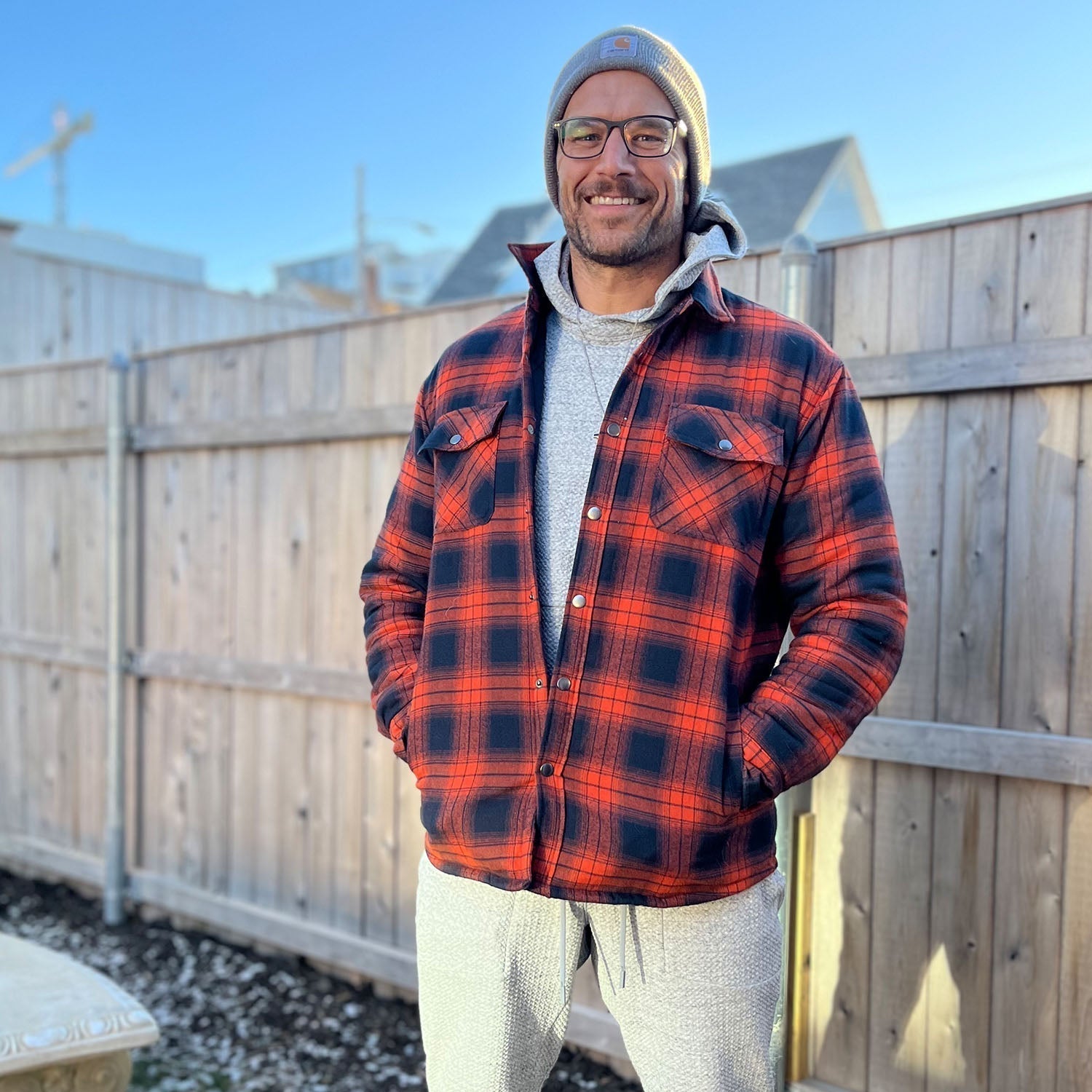 NordHem | Herre flannel-skjortejakke med quiltet foer og lommer