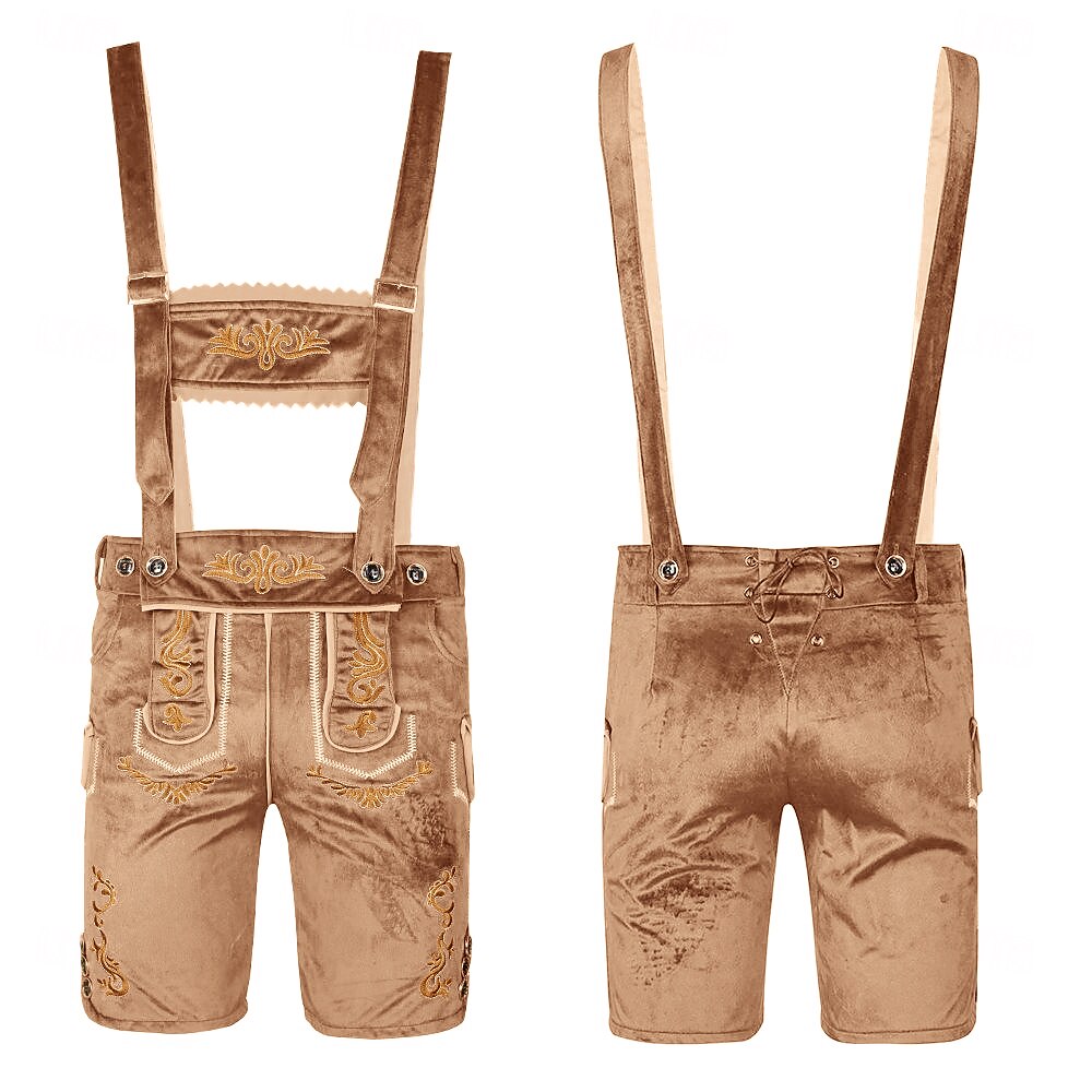 AlpenKraft – Herren Lederhosen-Shorts mit Stickerei – Braun oder Schwarz