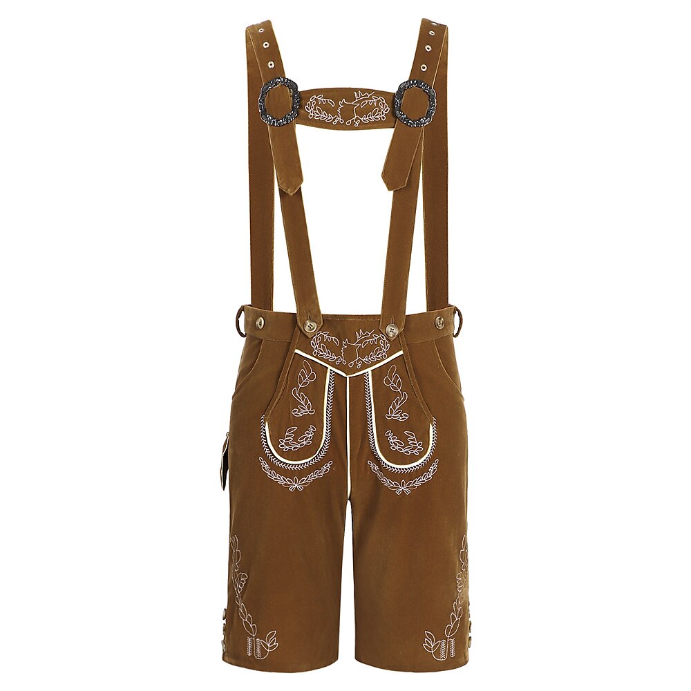 Berggeist – Bayerische Lederhose Braun mit Stickerei – Oktoberfest Herren