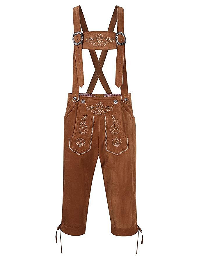 Alpenkraft – Lederhosen-Shorts Wildlederoptik mit Stickerei – Oktoberfest Herren