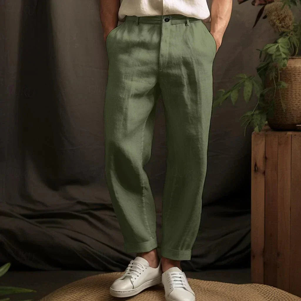 Pantaloni di lino dritti e ariosi da uomo con vestibilità comoda – Lennox