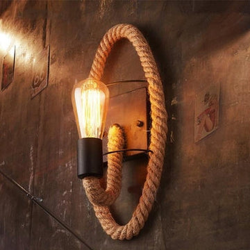 RusticRope – Vintage Seil-Wandleuchte – Industrielles Eisen Retro-Beleuchtung