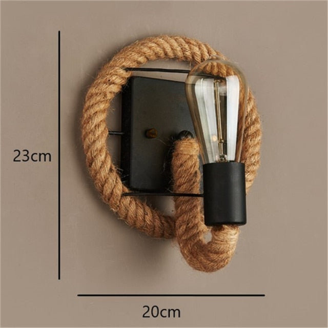 RusticRope – Vintage Seil-Wandleuchte – Industrielles Eisen Retro-Beleuchtung