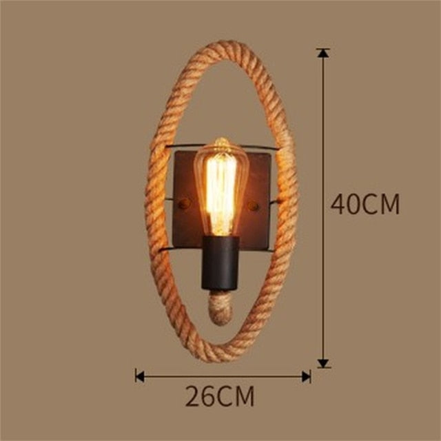 RusticRope – Vintage Seil-Wandleuchte – Industrielles Eisen Retro-Beleuchtung