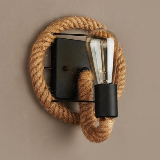 RusticRope – Vintage Seil-Wandleuchte – Industrielles Eisen Retro-Beleuchtung