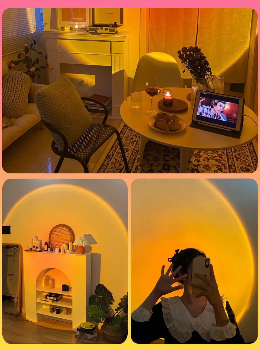 Sonnenuntergangslampe mit 4 Farben - GlowSphere | Stimmungsvolle Beleuchtung für jeden Raum
