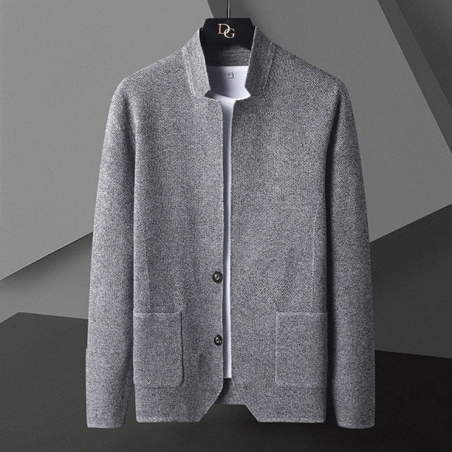Giacca autunnale classica – Elegante cappotto con collo alla coreana per uomo