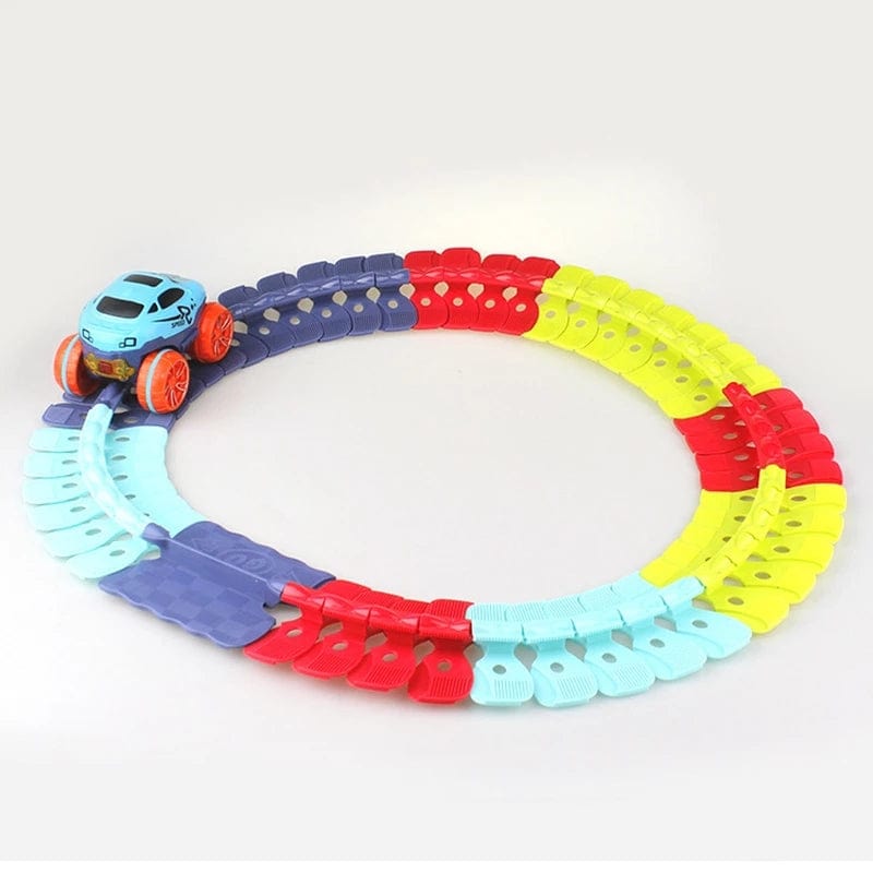 KidsPlay – Magnetische Autorennbahn leuchtend & flexibel – Kinder 3+