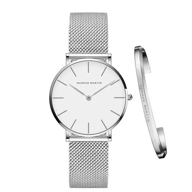 Hannah Martin – Damen Edelstahl Uhr mit Armband – Geschenkset Muttertag