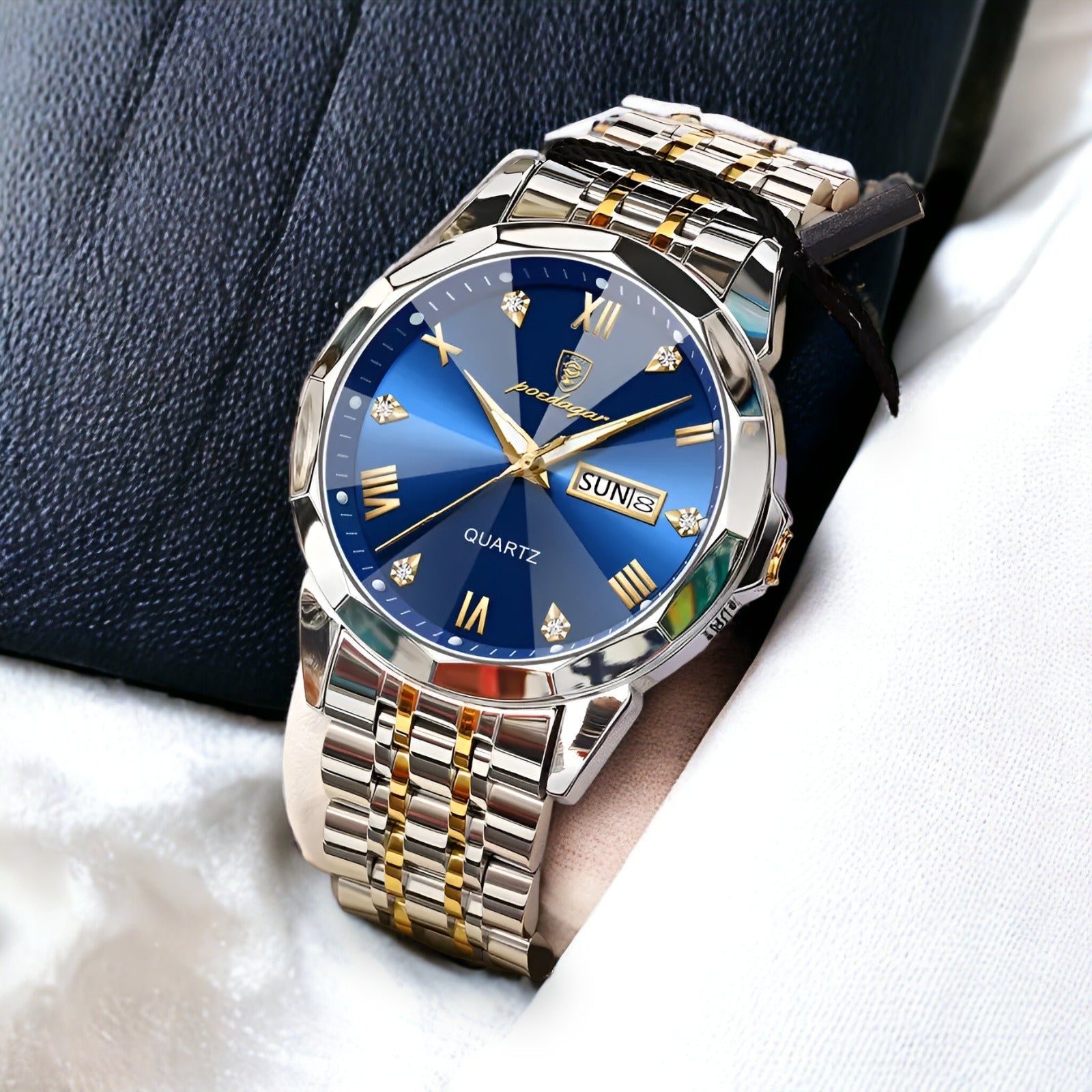 Rhombus – Luxus-Automatikuhr für Herren mit Saphirglas & Lederarmband