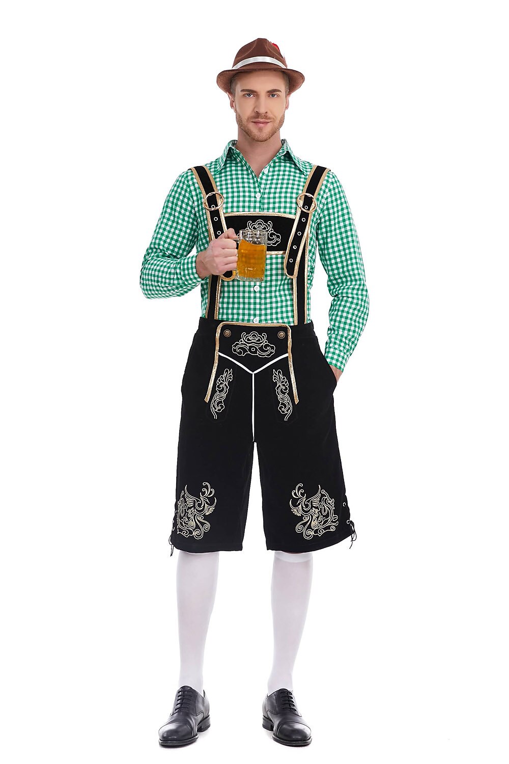 Heimatbursch – Herrenkostüm-Set mit bestickter Lederhose & kariertem Hemd
