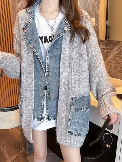 Gina Splicing Denim Jacket