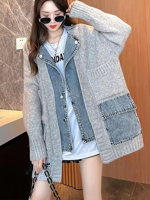 Gina Splicing Denim Jacket