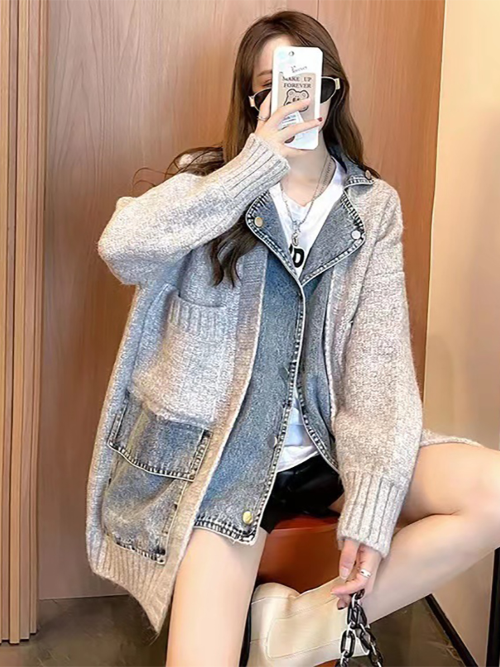 Gina Splicing Denim Jacket