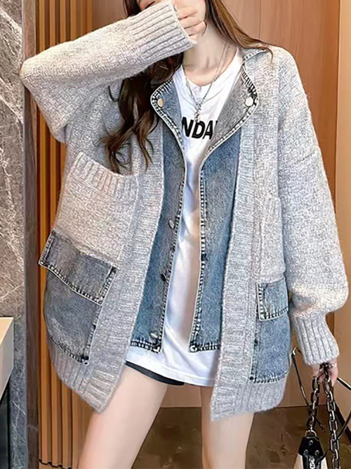 Gina Splicing Denim Jacket