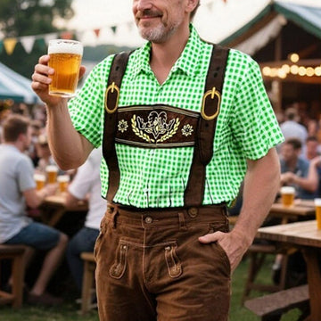 GaudiBursch – T-Shirt mit kariertem Hemd- & Lederhosen-Print – Dein Wiesn-Hit