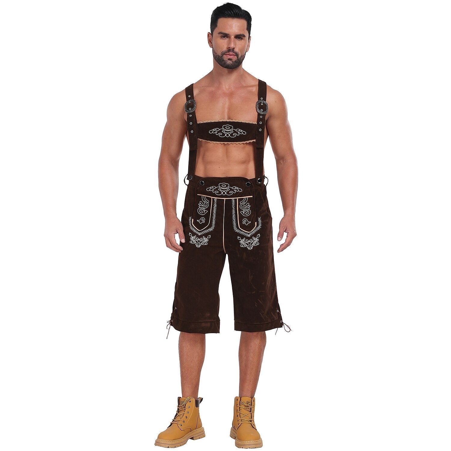 Bergkönig – Herren-Lederhose mit Stickerei & Hosenträgern – Oktoberfest Look