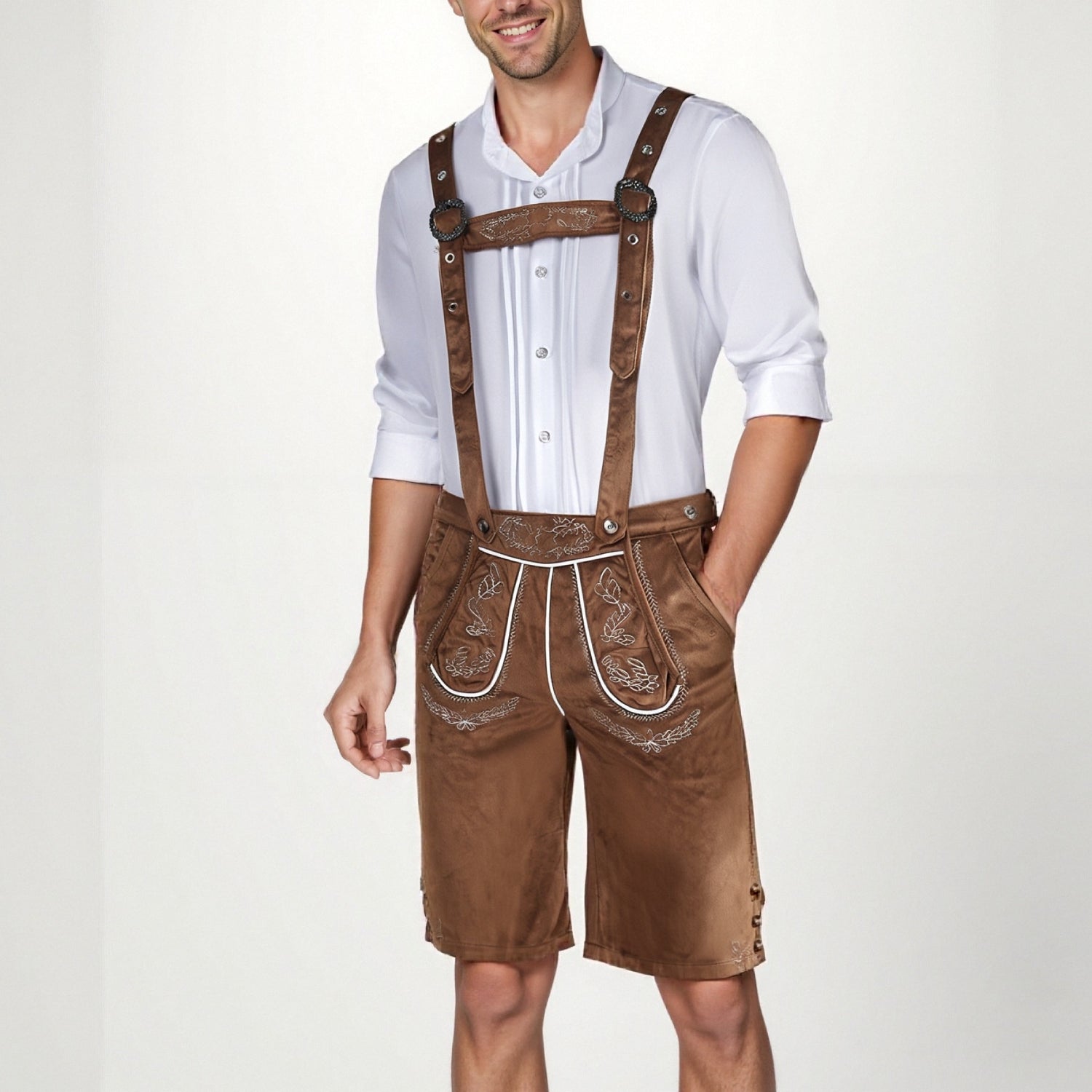 WiesnHeld – Herren-Trachten-Set mit Hemd & Lederhose – Oktoberfest Look