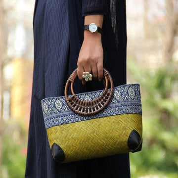 Devako Sakura | Strand und Boho Style Modische Tasche aus geflochtenem Bambus