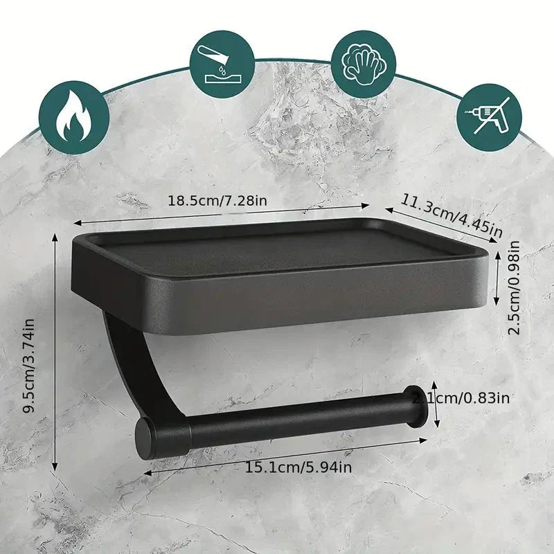 SteelCraft – Toiletrulleholder i rustfrit stål med hylde – Moderne & praktisk
