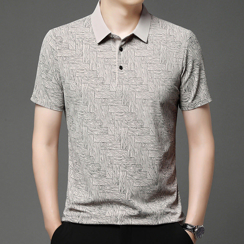 Trykt poloshirt i italiensk stil - Navy