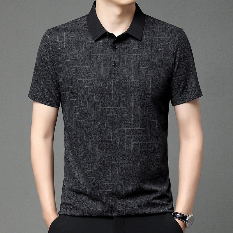 Trykt poloshirt i italiensk stil - Navy