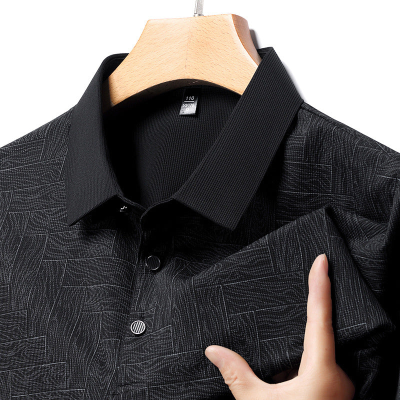 Trykt poloshirt i italiensk stil - Navy