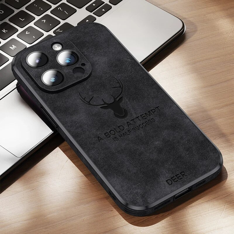 Deer – iPhone-Hülle Leder stoßfest & elegant – ideal für Alltag & Büro