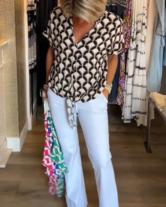 Lässiges Top mit Druck und V-Ausschnitt - Miracle