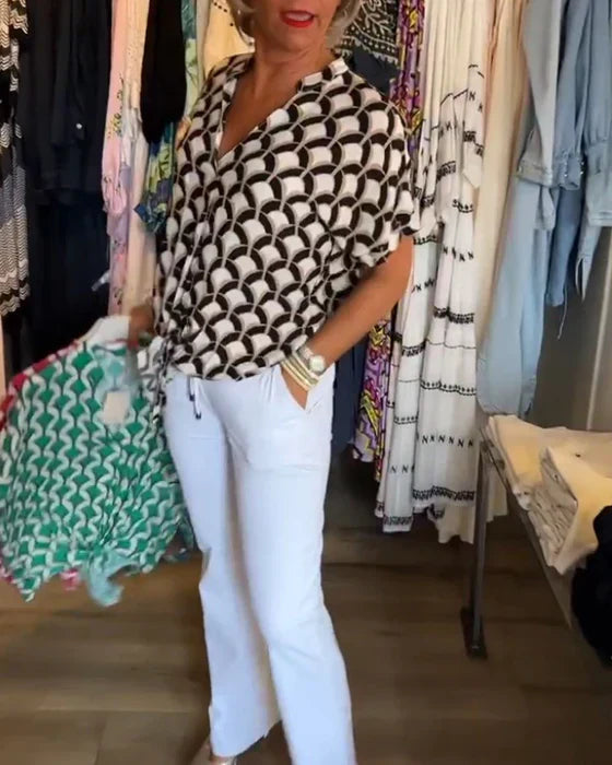 Lässiges Top mit Druck und V-Ausschnitt - Miracle