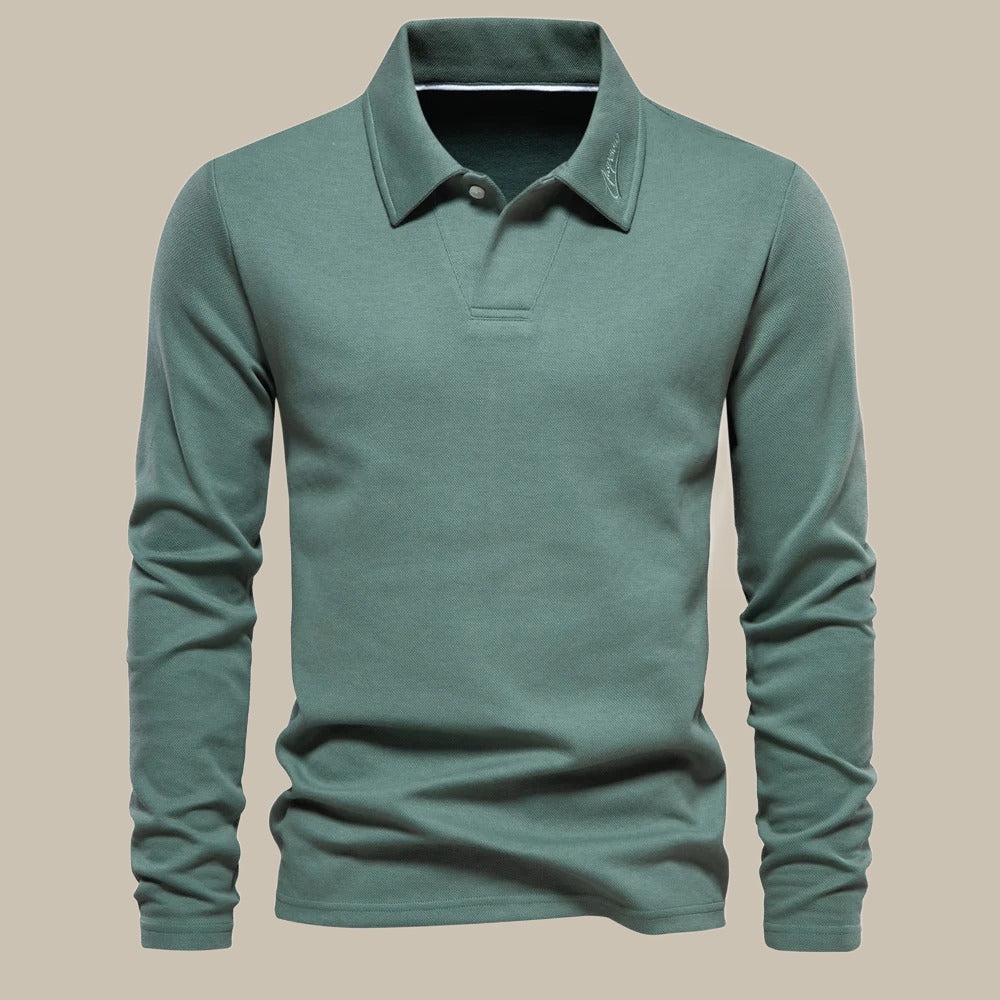 Stilfuld langærmet basis-poloshirt til mænd - Flavian