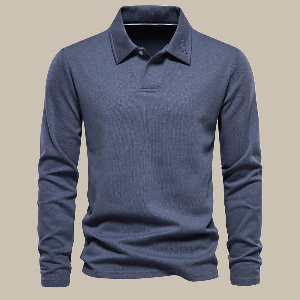 Stilfuld langærmet basis-poloshirt til mænd - Flavian