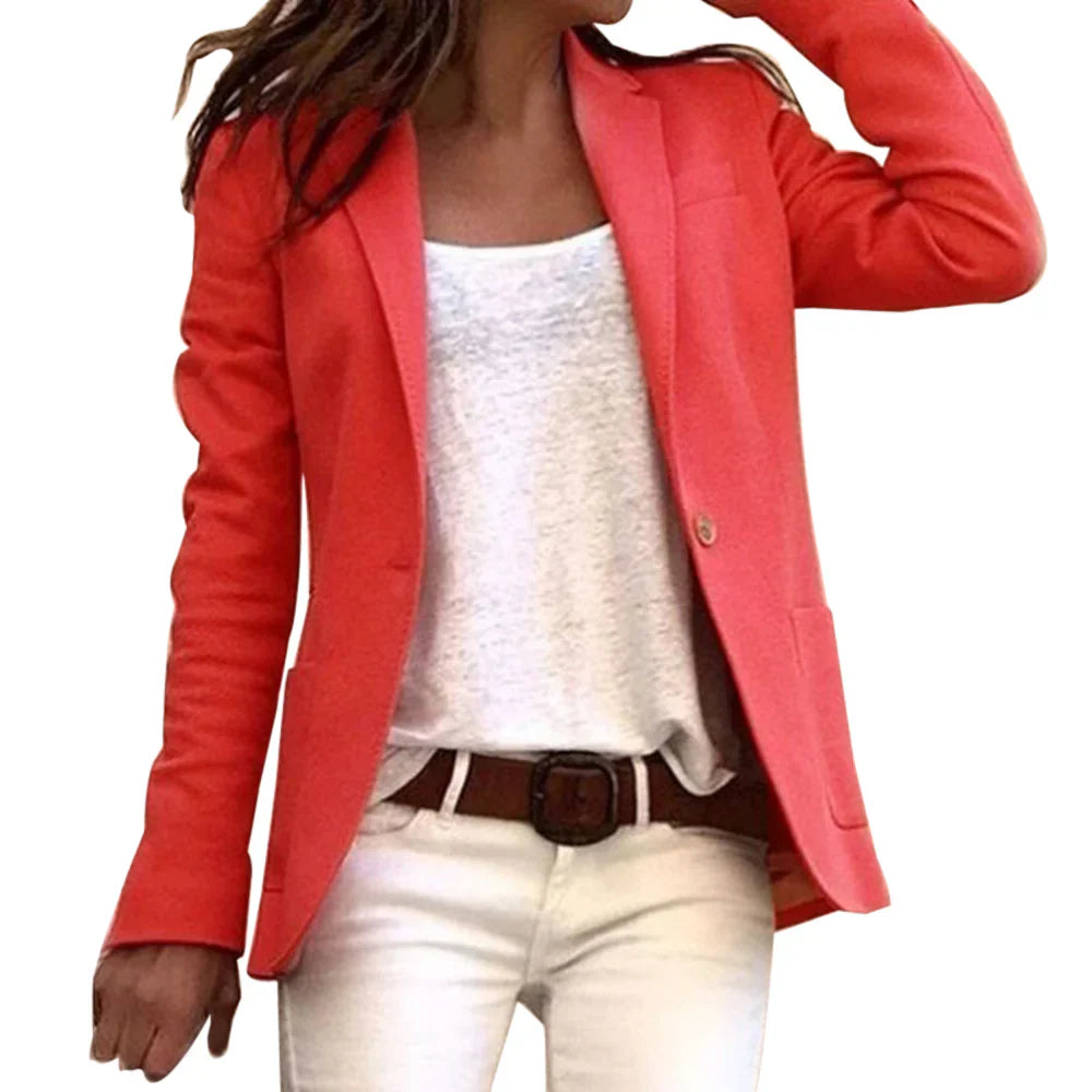 Schlanker langärmeliger Blazer mit Revers und Knopf - Walela