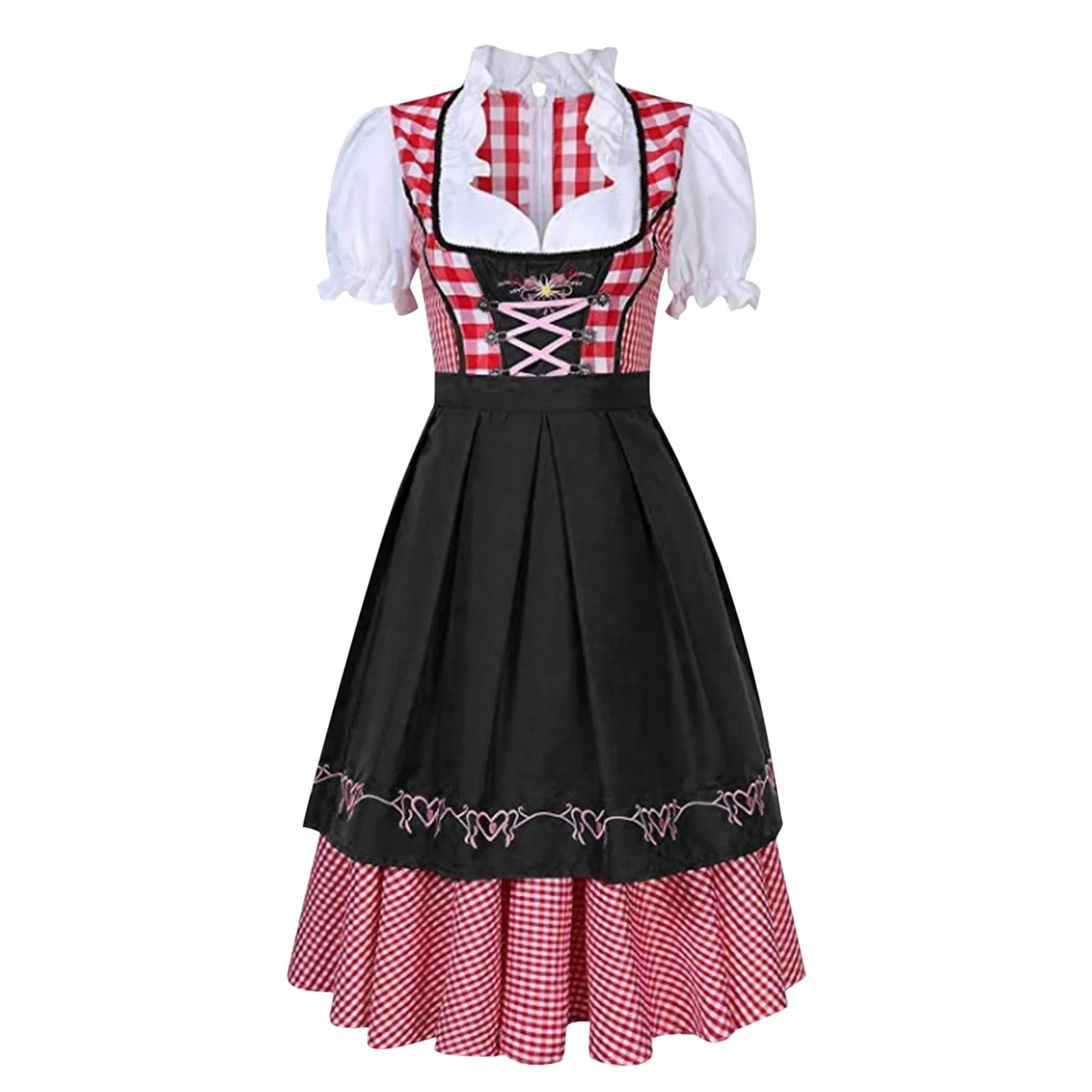 Devako Noelle - Kariertes Oktoberfest-Dirndl mit kurzen Ärmeln für festliches Flair