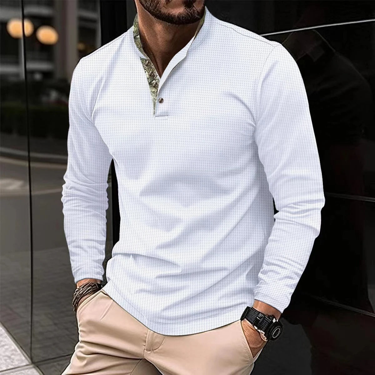 Devako stilfuld langærmet polo-shirt