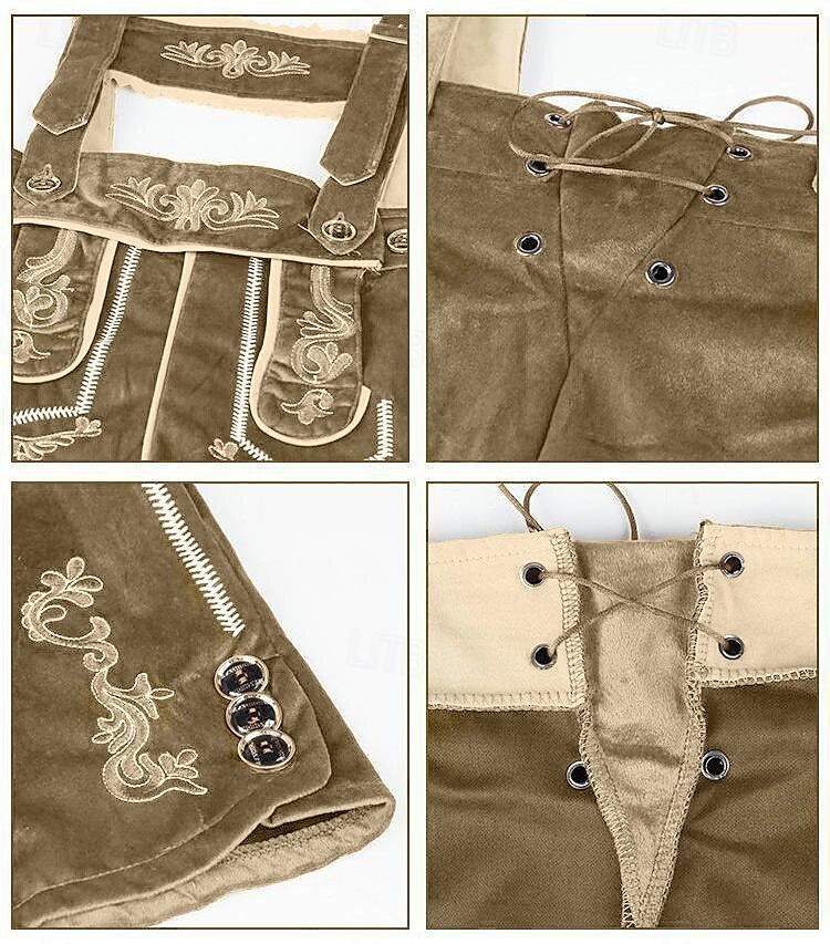 AlpenKraft – Herren Lederhosen-Shorts mit Stickerei – Braun oder Schwarz