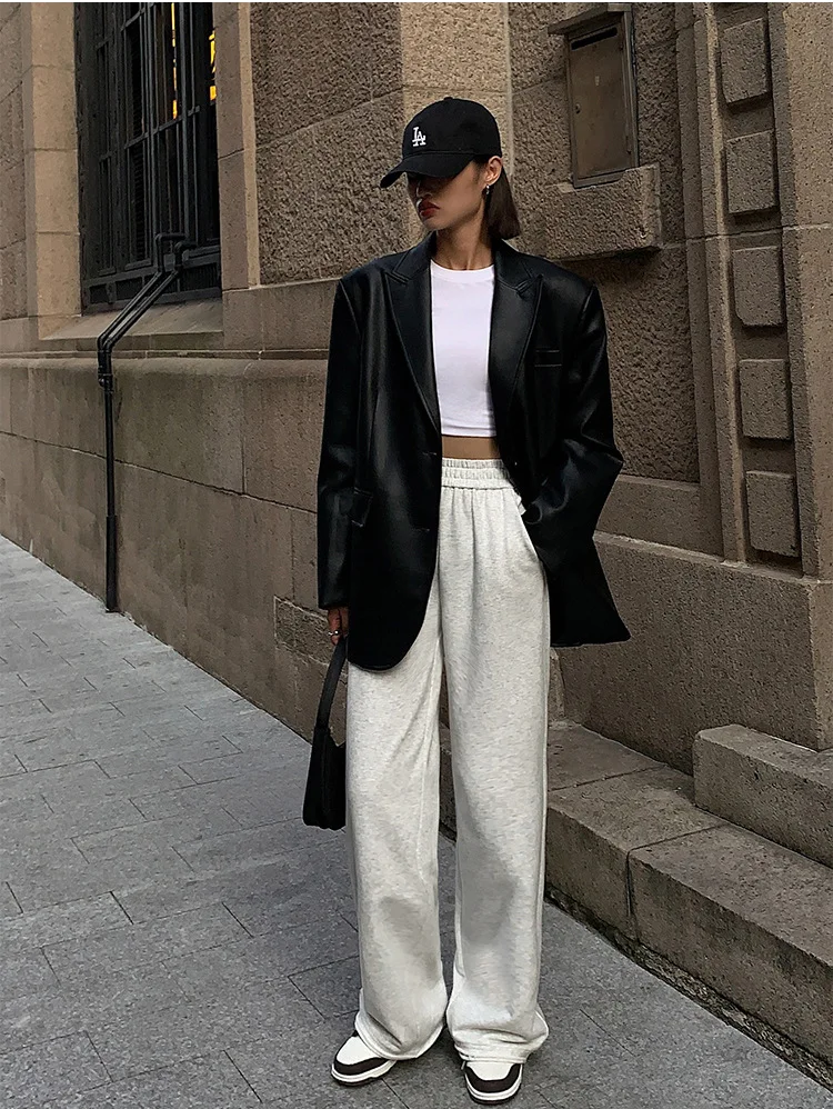Trendiger PU-Lederblazer mit lockerer Passform - Yakira