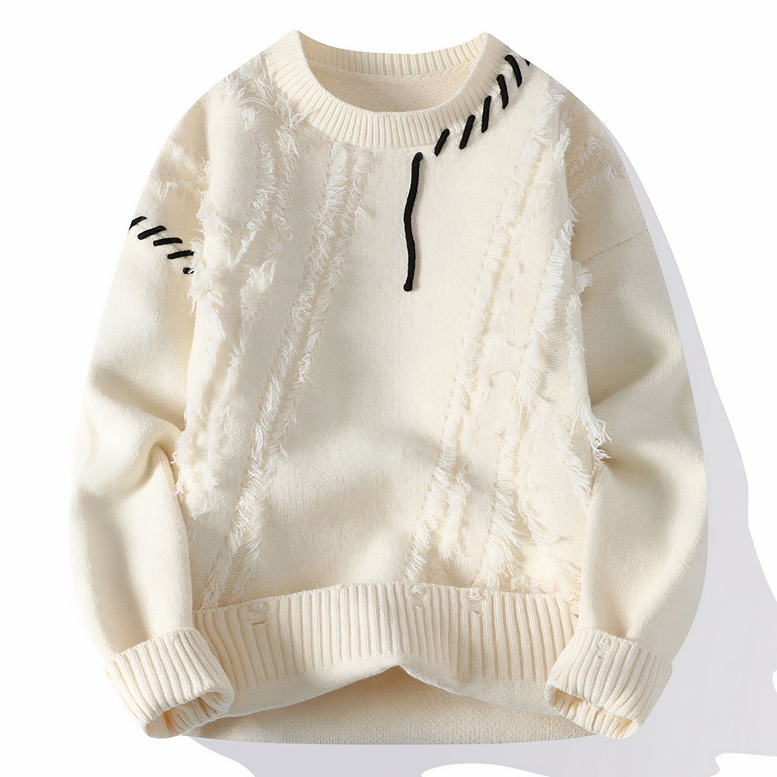 Devako Ember Patchwork Pullover til mænd - Unikt design og behagelig pasform