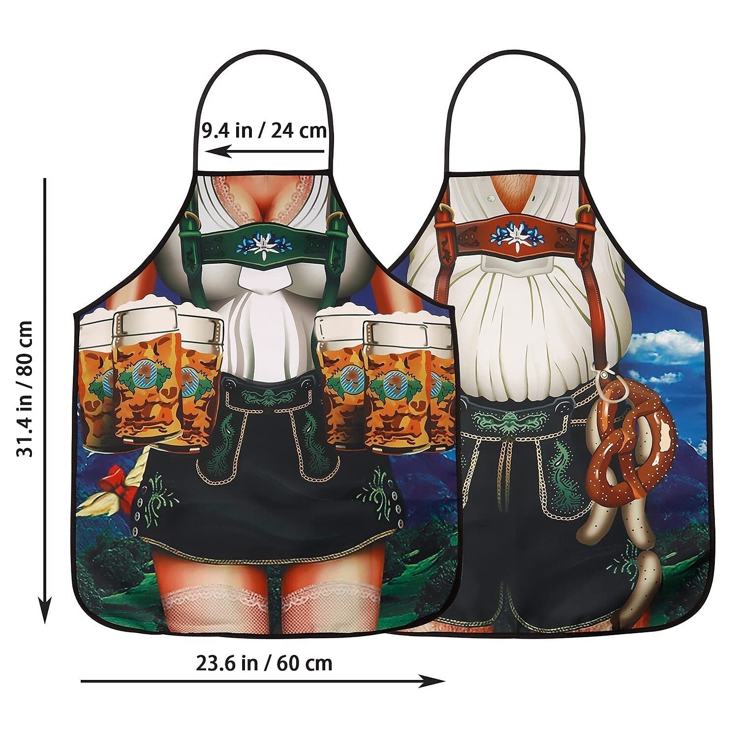 WiesnSpaß – Schürzenset für Paare mit Dirndl- & Lederhosen-Print