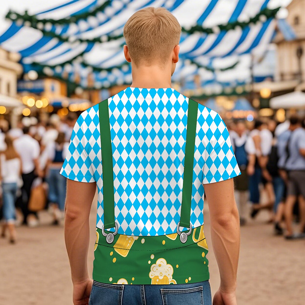 Trachtenwitz – Herren-T-Shirt mit Lederhosen-Grafik – Dein humorvoller Wiesn-Look